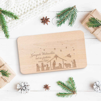 SEO. Frühstücksbrettchen aus Holz mit Gravur - Gesegnete Weihnachten - Weihnachtsdeko - Linkreich