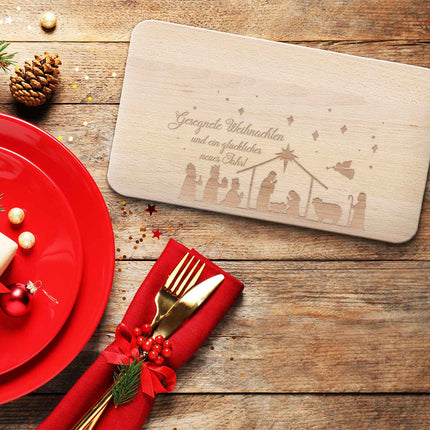 SEO. Frühstücksbrettchen aus Holz mit Gravur - Gesegnete Weihnachten - Weihnachtsdeko - Linkreich