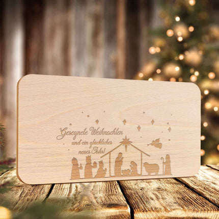 SEO. Frühstücksbrettchen aus Holz mit Gravur - Gesegnete Weihnachten - Weihnachtsdeko - Linkreich
