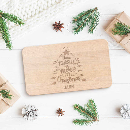 SEO. Frühstücksbrettchen aus Holz mit Gravur - Have yourself a merry little Christmas - Weihnachtsdeko - Linkreich