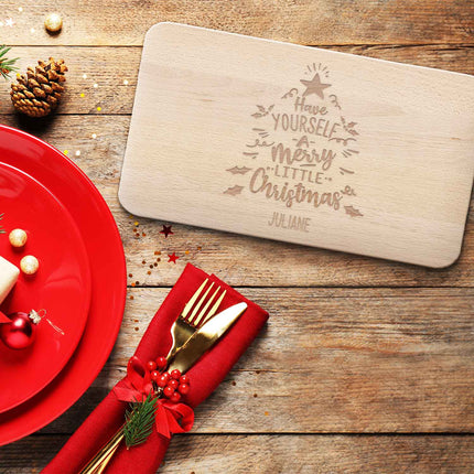 SEO. Frühstücksbrettchen aus Holz mit Gravur - Have yourself a merry little Christmas - Weihnachtsdeko - Linkreich