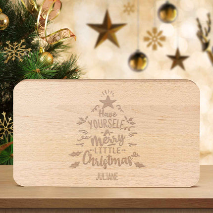 SEO. Frühstücksbrettchen aus Holz mit Gravur - Have yourself a merry little Christmas - Weihnachtsdeko - Linkreich