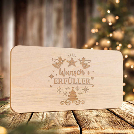 SEO. Frühstücksbrettchen aus Holz mit Gravur - Wunscherfüller - Weihnachtsdeko - Linkreich