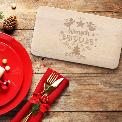 SEO. Frühstücksbrettchen aus Holz mit Gravur - Wunscherfüller - Weihnachtsdeko - Linkreich