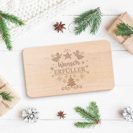 SEO. Frühstücksbrettchen aus Holz mit Gravur - Wunscherfüller - Weihnachtsdeko - Linkreich