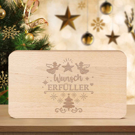 SEO. Frühstücksbrettchen aus Holz mit Gravur - Wunscherfüller - Weihnachtsdeko - Linkreich