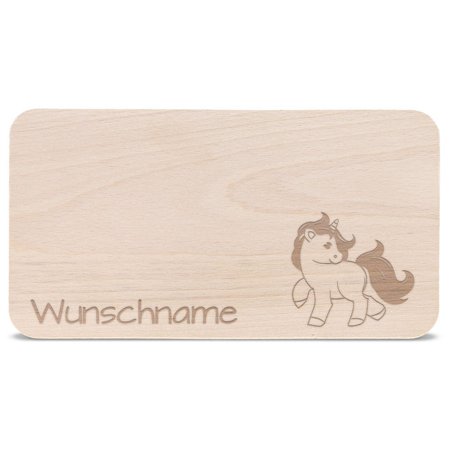 SEO. Frühstücksbrettchen für Kinder im " Einhorn" Design mit Wunschname - Linkreich
