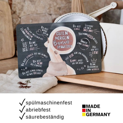 SEO. Frühstücksbrettchen "Guten Morgen Bonusschwester“ - Linkreich
