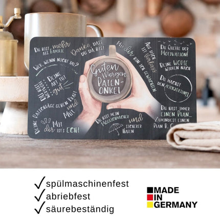 SEO. Frühstücksbrettchen "Guten Morgen Patenonkel" - Linkreich