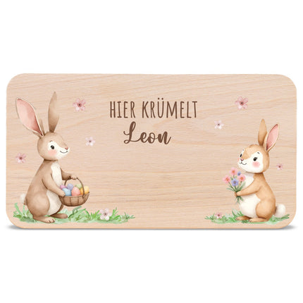 SEO. Frühstücksbrettchen mit Druck & Name zu Ostern - Osterhasen Linkreich