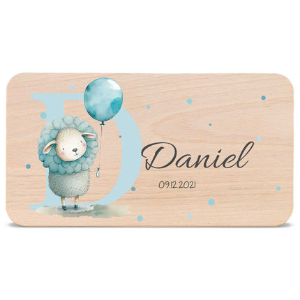SEO. Frühstücksbrettchen mit Druckmotiv & Name - Initial - Schaf Linkreich