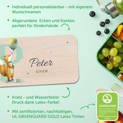 SEO. Frühstücksbrettchen mit Druckmotiv & Name - Initial - Schaf Linkreich