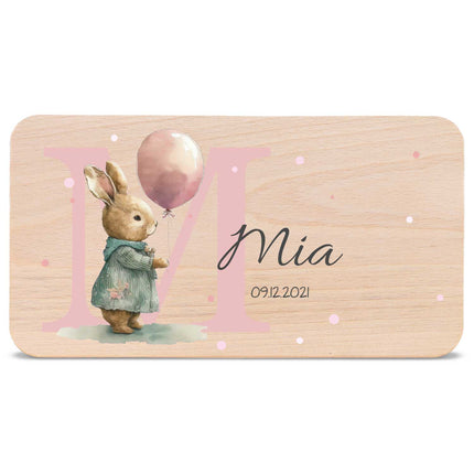 SEO. Frühstücksbrettchen mit Druckmotiv & Name - Initial - Hase Linkreich