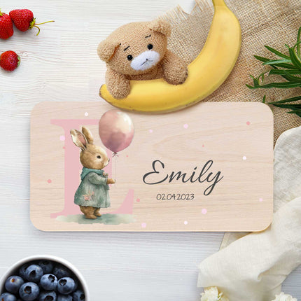 SEO. Frühstücksbrettchen mit Druckmotiv & Name - Initial - Bär Linkreich
