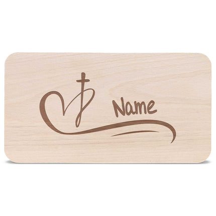SEO. Frühstücksbrettchen mit Gravur "Herz mit Kreuz" mit Namen - Linkreich