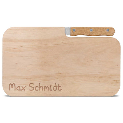 SEO. Frühstücksbrettchen mit Gravur - Inklusive Messer - Personalisiert mit Namen - Linkreich