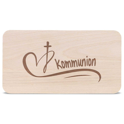 SEO. Frühstücksbrettchen mit Gravur "Kommunion Herz" - Linkreich