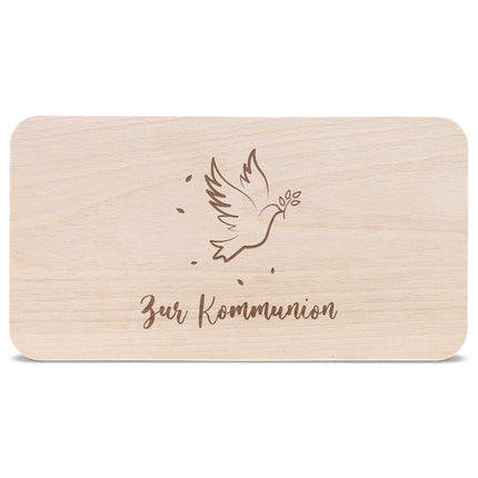 SEO. Frühstücksbrettchen mit Gravur "Kommunion Vogel" - Linkreich