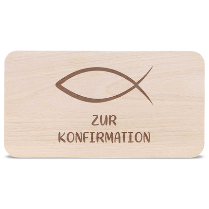 SEO. Frühstücksbrettchen mit Gravur "Konfirmation Fisch" - Linkreich
