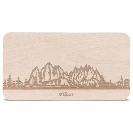 SEO. Frühstücksbrettchen Skyline Alpen - Linkreich