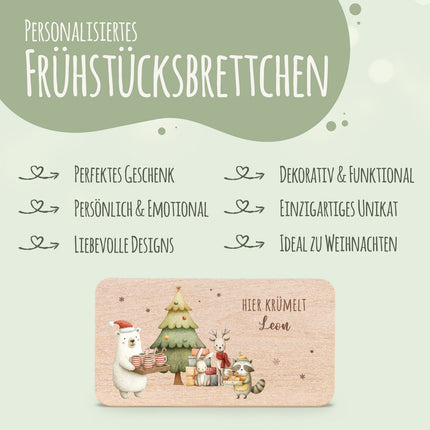 SEO. Frühstücksbrettchen zu Weihnachten - Festvorbereitung - personalisiert mit Name - Linkreich