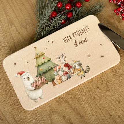 SEO. Frühstücksbrettchen zu Weihnachten - Festvorbereitung - personalisiert mit Name - Linkreich
