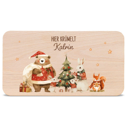 SEO. Frühstücksbrettchen zu Weihnachten - Pullovertiere - personalisiert mit Name - Linkreich
