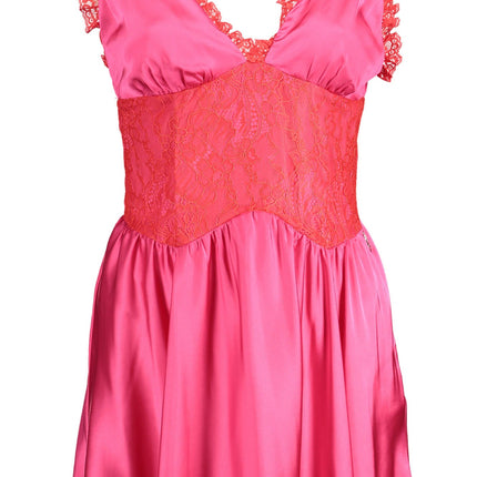 Gaelle Paris Rosa Kurzes Damenkleid – Italienische Qualität mit Spitzeneinsätzen