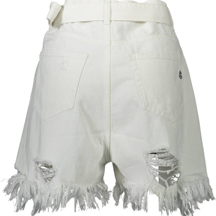GAELLE PARIS Kurze Damen-Hose Weiß – Italienische Baumwolle mit ausgefransten Details