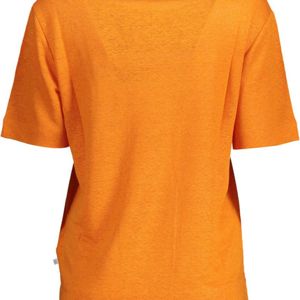 SEO. GANT Damen T-Shirt Orange – Kurzarm aus 100% Leinen für Frühjahr/Sommer - Orange Linkreich