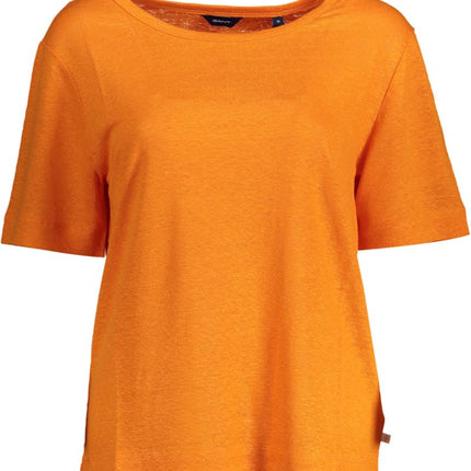 SEO. GANT Damen T-Shirt Orange – Kurzarm aus 100% Leinen für Frühjahr/Sommer - Orange Linkreich