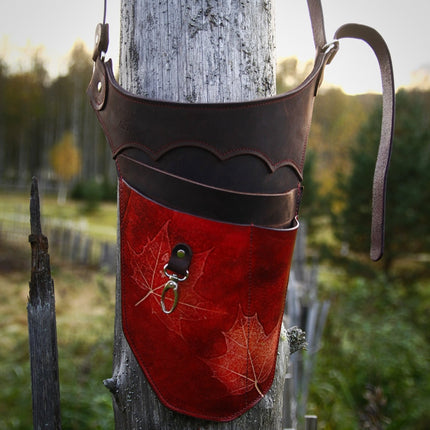 SEO. Garten - Werkzeuggürtel aus Leder – limitierte Herbstedition mit Blätterdruck | handgefärbt & individuell - Ahorn Linkreich