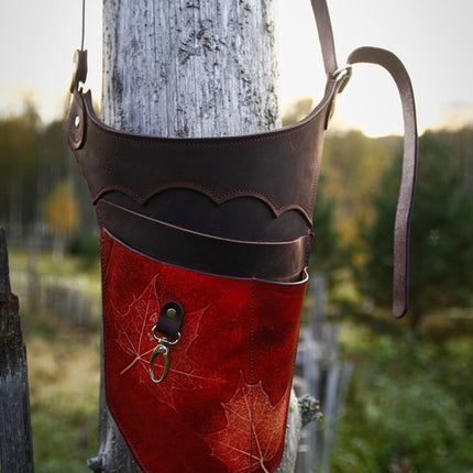 SEO. Garten - Werkzeuggürtel aus Leder – limitierte Herbstedition mit Blätterdruck | handgefärbt & individuell - Ahorn Linkreich