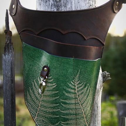 SEO. Garten - Werkzeuggürtel aus Leder – limitierte Herbstedition mit Blätterdruck | handgefärbt & individuell - Ahorn Linkreich