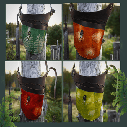 SEO. Garten - Werkzeuggürtel aus Leder – limitierte Herbstedition mit Blätterdruck | handgefärbt & individuell - Ahorn Linkreich