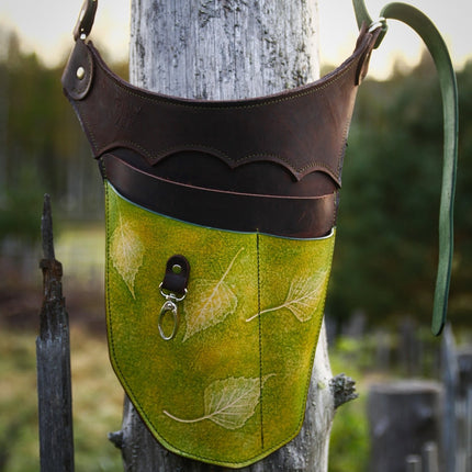 SEO. Garten - Werkzeuggürtel aus Leder – limitierte Herbstedition mit Blätterdruck | handgefärbt & individuell - Ahorn Linkreich