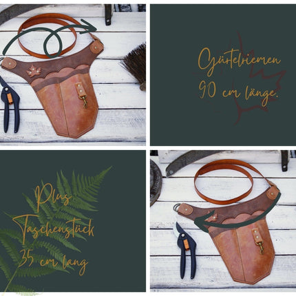 SEO. Gartengürtel Leder Vegvísir | Werkzeugtasche für Garten & Natur / Werkzeuggürtel - Schwarz Linkreich