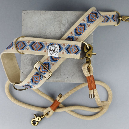 SEO. Gassigurt HUGO Indian Blue Creme Lotta Hundeleinen - Linkreich