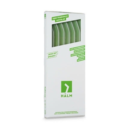 6x 30cm (Gebogen) Glasstrohhalme 0,33 - 0,6 Liter