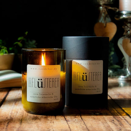 Gedankenflüsterer – Duftkerze aus Sojawachs mit erfrischenden ätherischen Ölen für Klarheit und Konzentration (Kerze aus alter Weinflasche) kaufen bei Linkreich – Jetzt entdecken!