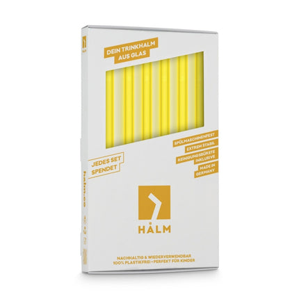 SEO. Gelbe Glasstrohhalme 6x 20cm Gerade - NEON - Linkreich