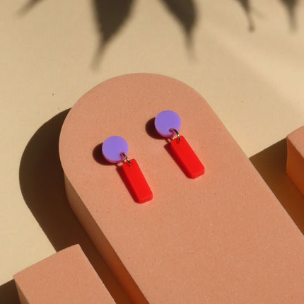 Mini Sticks Statement Ohrringe - flieder feuerrot