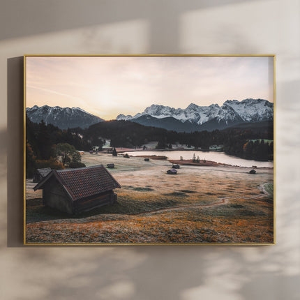 Geroldsee Wall Art – Bavarian Alps Landscape Print with Alpine Huts