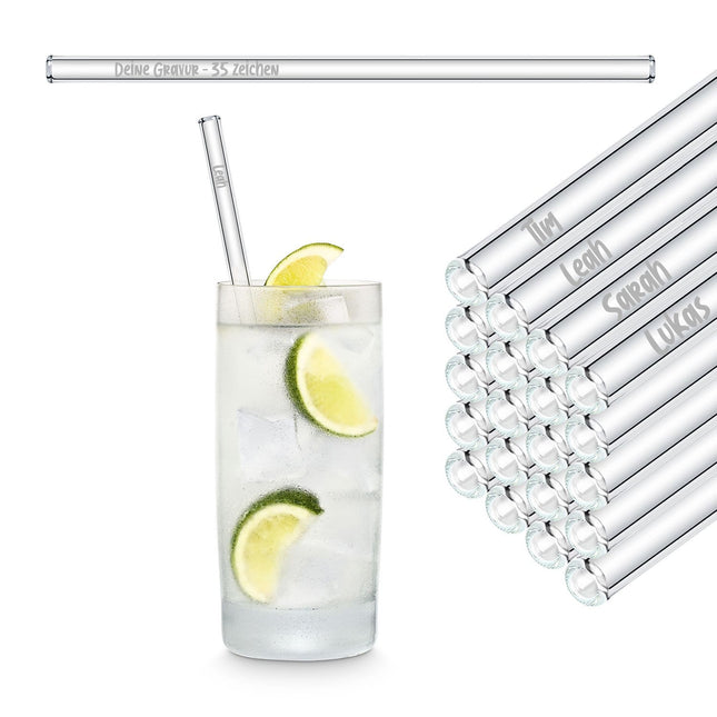 Geschenk für Firmenfeier Mitarbeitergeschenk individuelle Glasstrohhalme mit 50 individuellen Namen Firmengeschenk (Glastrinkhalme) kaufen bei Linkreich – Jetzt entdecken!