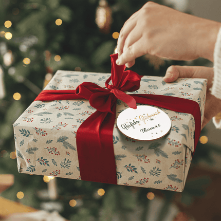 SEO. Geschenkanhänger aus Holz - Herzlichen Glückwunsch - Personalisiert mit Namen - 6cm Linkreich