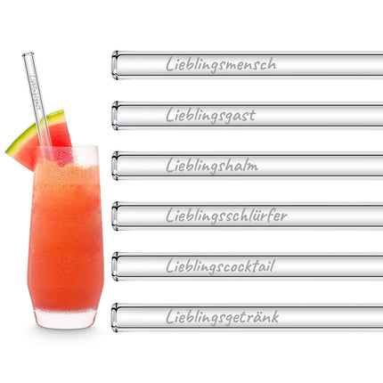 Lieblingsmensch Edition 6 gravierte Glasstrohhalme für deinen Lieblingsmenschen