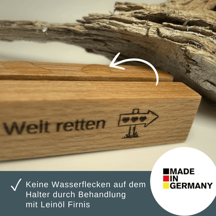 SEO. Geschenkset für Eltern: liebevolles Frühstücksbrettchen - Set für Mama und Papa mit Holzhalter - Linkreich