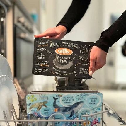 SEO. Geschenkset für Eltern: liebevolles Frühstücksbrettchen - Set für Mama und Papa mit Holzhalter - Linkreich