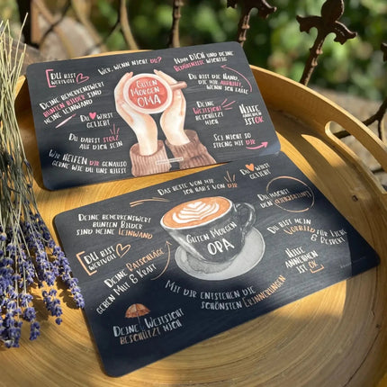 SEO. Geschenkset für Großeltern: liebevolles Frühstücksbrettchen - Set mit individualisierterem Halter in Geschenkverpackung - Linkreich