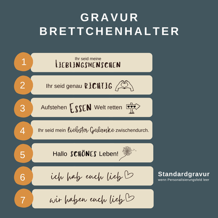 SEO. Geschenkset für Großeltern: liebevolles Frühstücksbrettchen - Set mit individualisierterem Halter in Geschenkverpackung - Linkreich